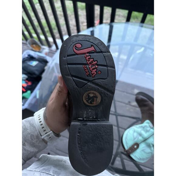 Justin Gypsy Cowboy Boots Brown Turquoise Teal L9981 Women Size 7 B - Picture 3 of 6